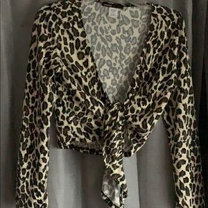 Cheetah print tie sweater love culture